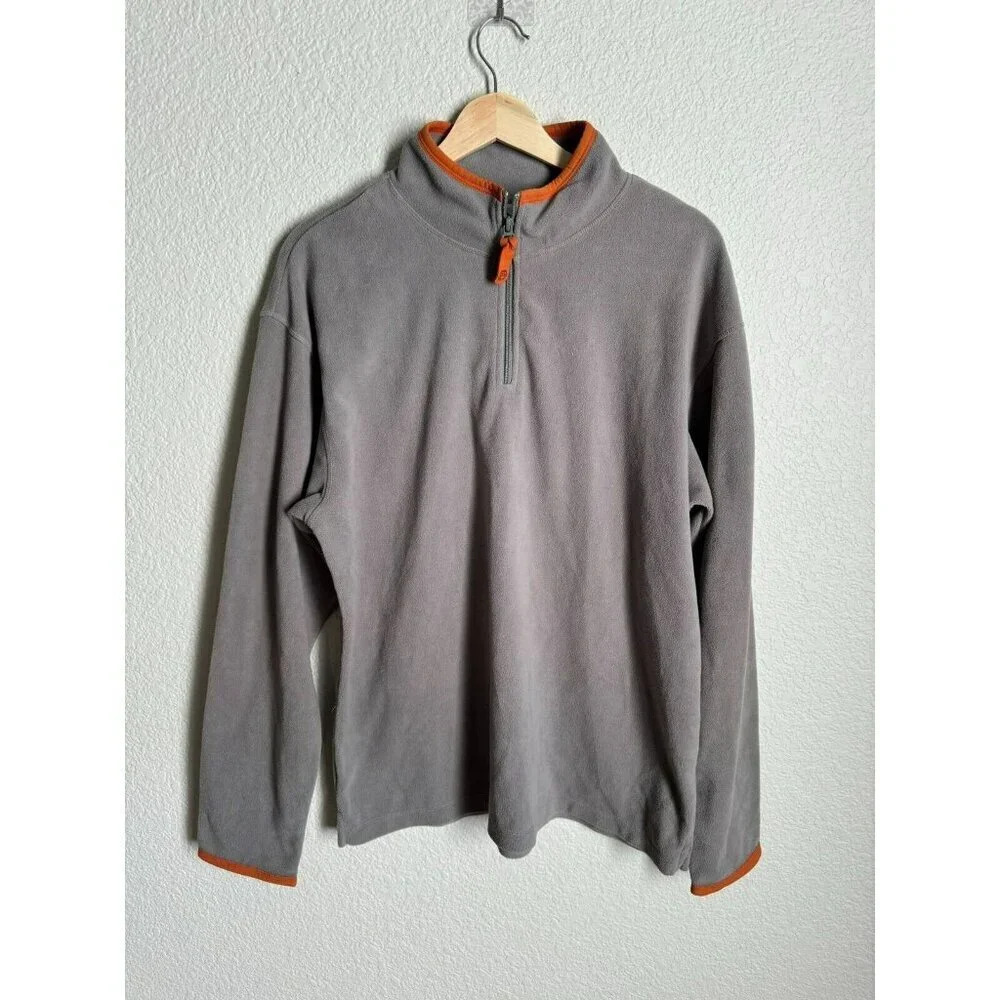 Life Is Good Men's 1/4 Zip Fleece Pullover Size Medium Olive Green Gray Casual